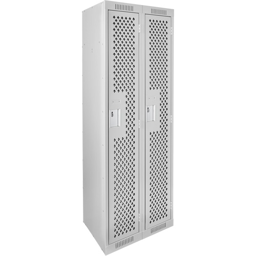 Clean Line Lockers, 2 -tier, 12" x 15" x 72", Steel, Grey, Rivet (Assembled), Perforated Absolute Business Supply