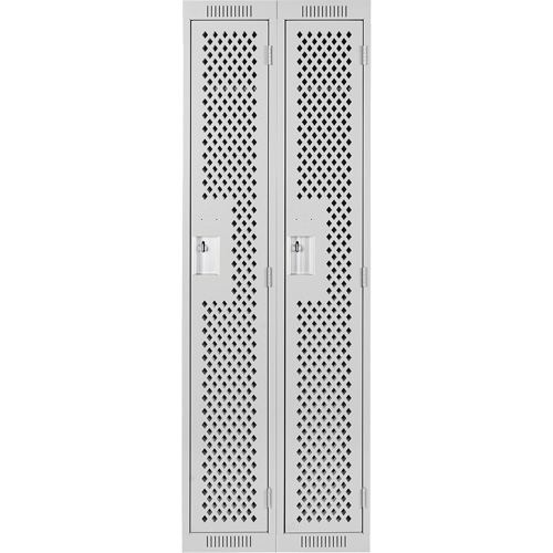 Clean Line Lockers, 2 -tier, 12" x 15" x 72", Steel, Grey, Rivet (Assembled), Perforated Absolute Business Supply