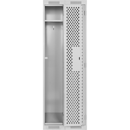 Clean Line Lockers, 2 -tier, 12" x 15" x 72", Steel, Grey, Rivet (Assembled), Perforated Absolute Business Supply