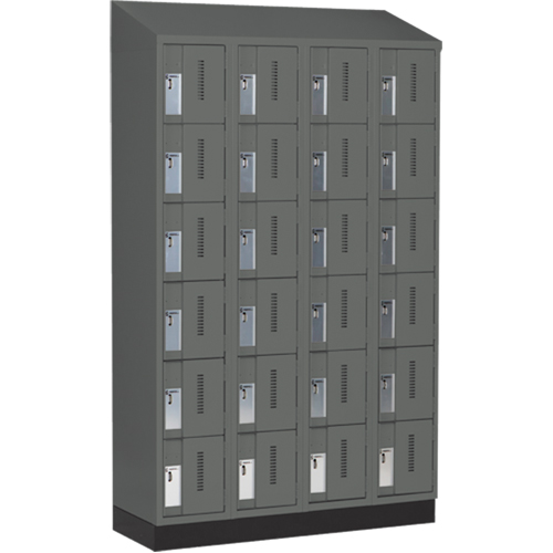 Concorde Heavy-Duty Lockers, 6 -tier, Bank of 4, 48" x 18" x 82", Steel, Charcoal, Welded (Assembled) Absolute Business Supply