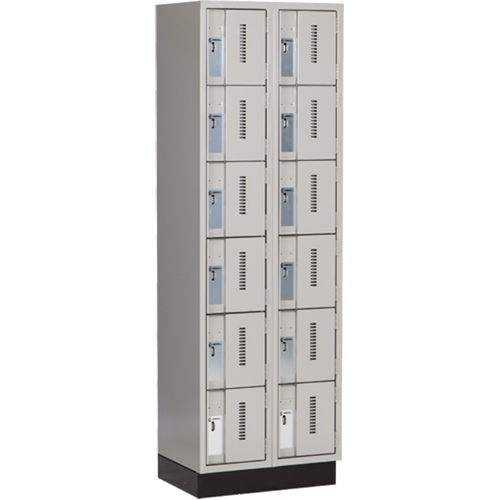 Casiers robustes Concorde, 6 niveaux, Bloc de 2, 24" x 18" x 76", Acier, Gris, Soud&eacute; (assembl&eacute;) Absolute Business Supply