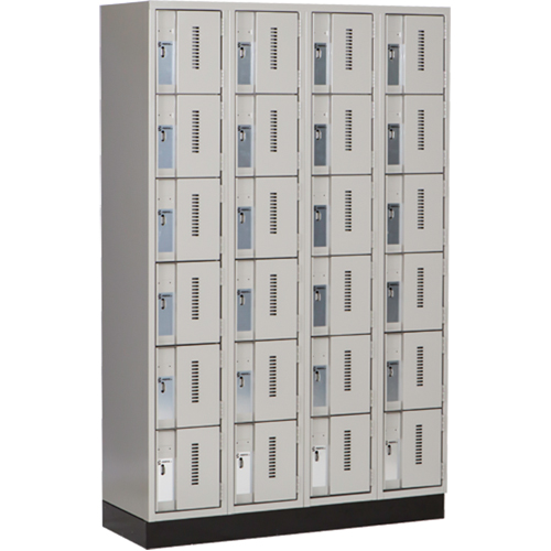 Concorde Heavy-Duty Lockers, 6 -tier, Bank of 4, 48" x 18" x 76", Steel, Grey, Welded (Assembled) Absolute Business Supply