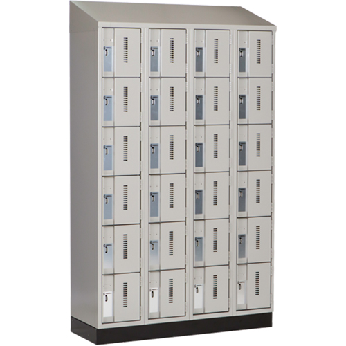 Concorde Heavy-Duty Lockers, 6 -tier, Bank of 4, 48" x 18" x 82", Steel, Grey, Welded (Assembled) Absolute Business Supply