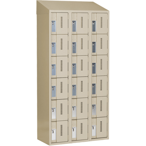 Concorde Heavy-Duty Lockers, 6 -tier, Bank of 3, 36" x 18" x 78", Steel, Beige, Welded (Assembled) Absolute Business Supply