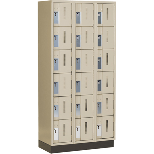 Concorde Heavy-Duty Lockers, 6 -tier, Bank of 3, 36" x 18" x 76", Steel, Beige, Welded (Assembled) Absolute Business Supply