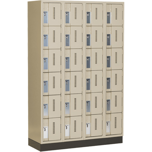 Concorde Heavy-Duty Lockers, 6 -tier, Bank of 4, 48" x 18" x 76", Steel, Beige, Welded (Assembled) Absolute Business Supply