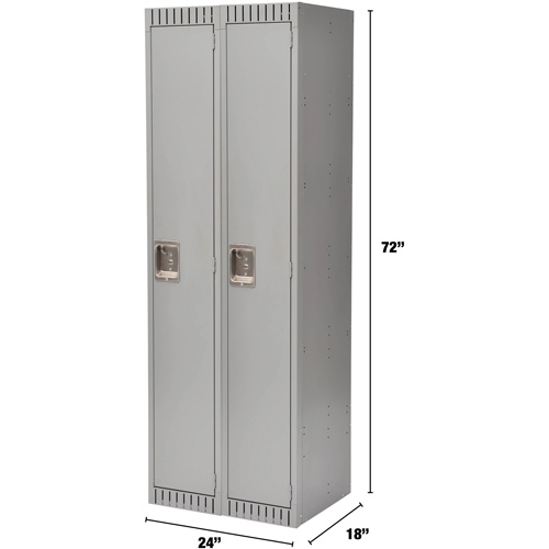 Lockers, Bank of 2, 24" x 18" x 72", Steel, Grey, Knocked Down Absolute Business Supply
