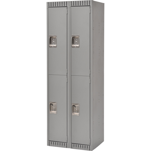 Lockers, 2 -tier, Bank of 2, 24" x 18" x 72", Steel, Grey, Knocked Down Absolute Business Supply