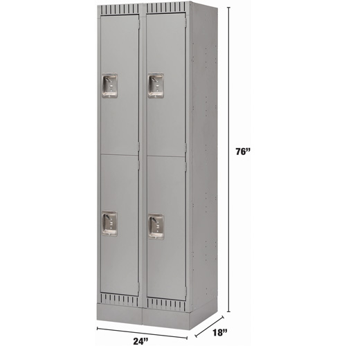 Casiers, 2 niveaux, Bloc de 2, 24" x 18" x 76", Acier, Gris, D&eacute;mont&eacute; Absolute Business Supply