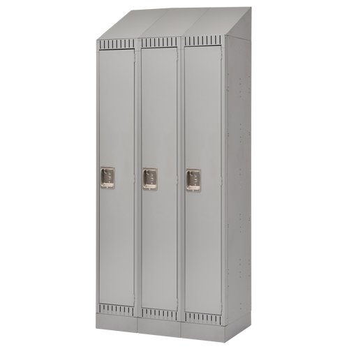 Lockers, Bank of 3, 36" x 18" x 86", Steel, Grey, Knocked Down Absolute Business Supply