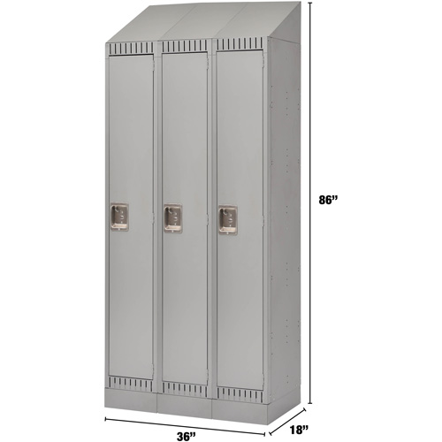 Lockers, Bank of 3, 36" x 18" x 86", Steel, Grey, Knocked Down Absolute Business Supply