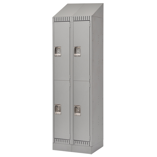 Assembled Lockers, 2 -tier, Bank of 2, 24" x 18" x 72", Steel, Grey, Rivet (Assembled) Absolute Business Supply