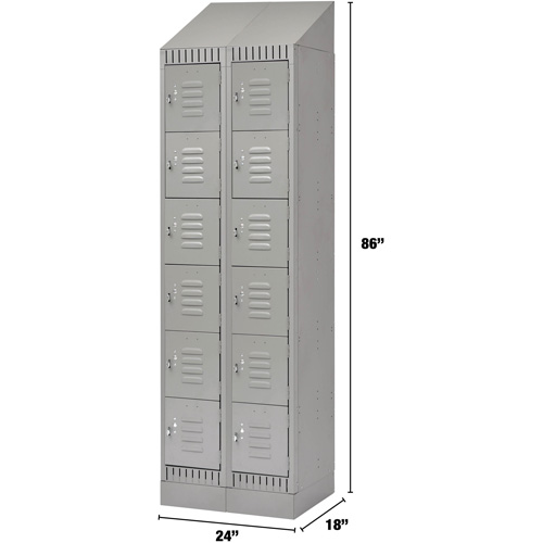 Casiers, 6 niveaux, Bloc de 2, 24" x 18" x 86", Acier, Gris, D&eacute;mont&eacute; Absolute Business Supply