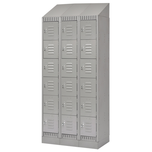 Lockers, 6 -tier, Bank of 3, 36" x 18" x 86", Steel, Grey, Knocked Down Absolute Business Supply
