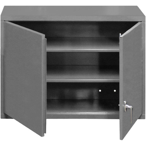 Wall-Mounted Cabinet, 27" H x 29-7/8" W x 13-11/16" D, 2 Shelves, Steel, Grey Absolute Business Supply