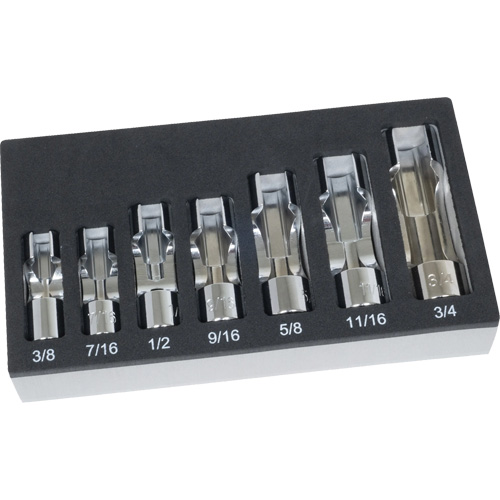 SAE Flare Nut Socket Set with Foam Tray, 7 Pieces, 3/8" Drive Size Absolute Business Supply