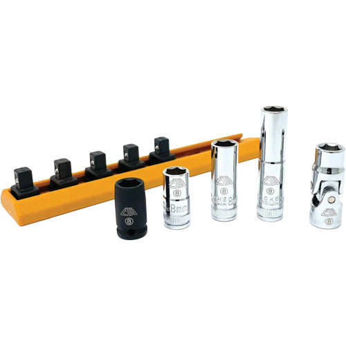 Chrome Finish Socket Set with Rail, 5 Pieces, 1/4" Drive Size Absolute Business Supply