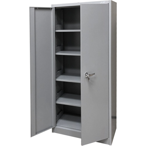 Storage Cabinet, Steel, 4 Shelves, 66" H x 30" W x 15" D, Grey Absolute Business Supply