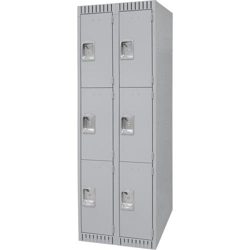 Casiers, 3 niveaux, Bloc de 2, 24" x 18" x 72", Acier, Gris, D&eacute;mont&eacute; Absolute Business Supply