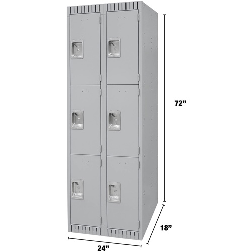 Casiers, 3 niveaux, Bloc de 2, 24" x 18" x 72", Acier, Gris, D&eacute;mont&eacute; Absolute Business Supply