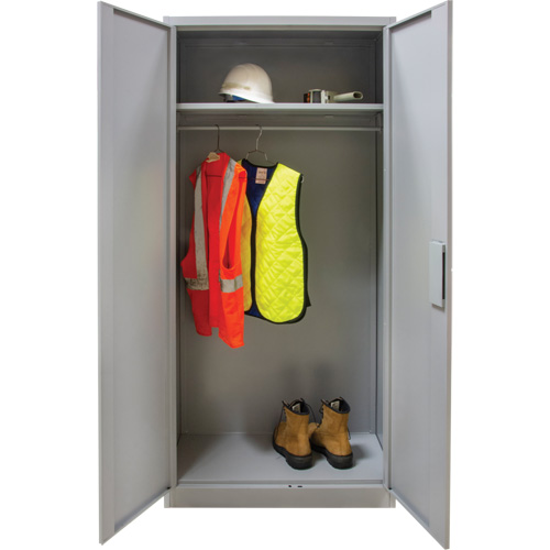 Wardrobe Storage Cabinet, Steel, 36" W x 18" D x 72" H, Grey Absolute Business Supply