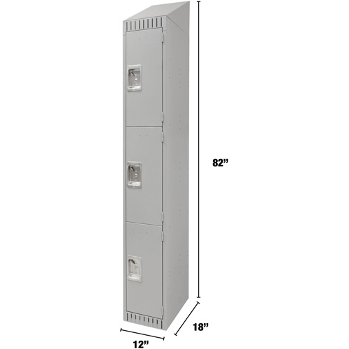 Lockers, 3 -tier, 12" x 18" x 82", Steel, Grey, Knocked Down Absolute Business Supply