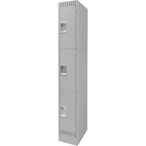 Lockers, 3 -tier, 12" x 18" x 76", Steel, Grey, Knocked Down Absolute Business Supply