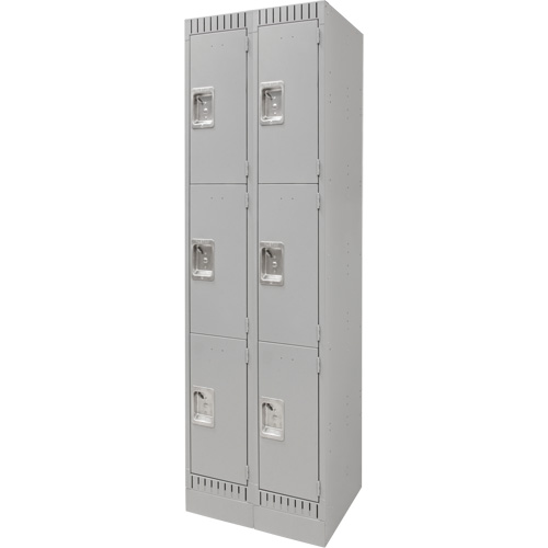 Casiers, 3 niveaux, Bloc de 2, 24" x 18" x 76", Acier, Gris, D&eacute;mont&eacute; Absolute Business Supply
