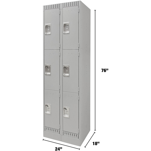 Casiers, 3 niveaux, Bloc de 2, 24" x 18" x 76", Acier, Gris, D&eacute;mont&eacute; Absolute Business Supply