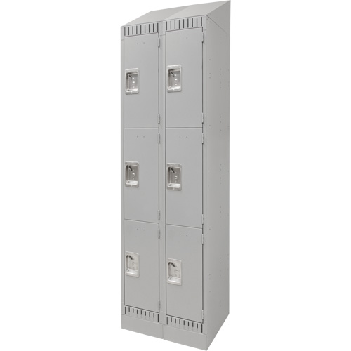 Casiers, 3 niveaux, Bloc de 2, 24" x 18" x 86", Acier, Gris, D&eacute;mont&eacute; Absolute Business Supply