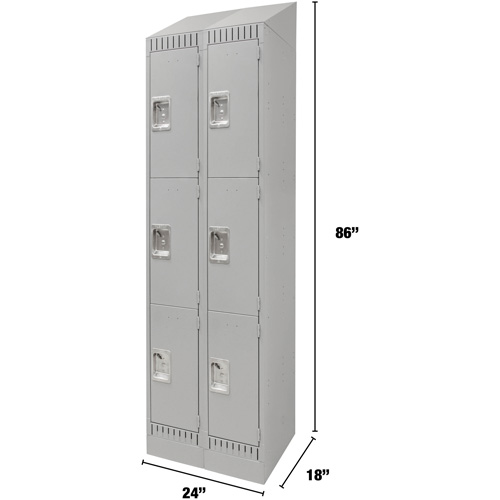 Casiers, 3 niveaux, Bloc de 2, 24" x 18" x 86", Acier, Gris, D&eacute;mont&eacute; Absolute Business Supply
