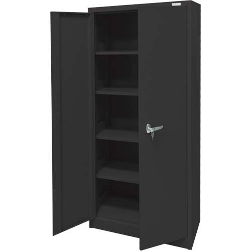 Armoire d'entreposage, Acier, 4 Tablettes, 66" h x 30" la x 15" P, Noir Absolute Business Supply