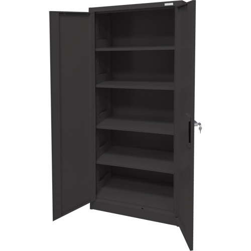 Armoire d'entreposage, Acier, 4 Tablettes, 66" h x 30" la x 15" P, Noir Absolute Business Supply