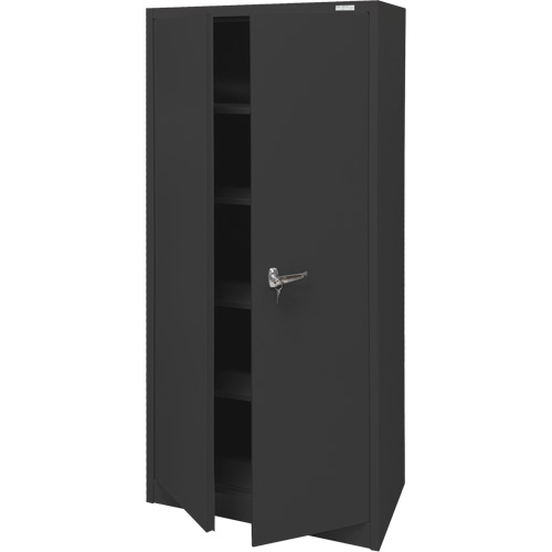Armoire d'entreposage, Acier, 4 Tablettes, 66" h x 30" la x 15" P, Noir Absolute Business Supply