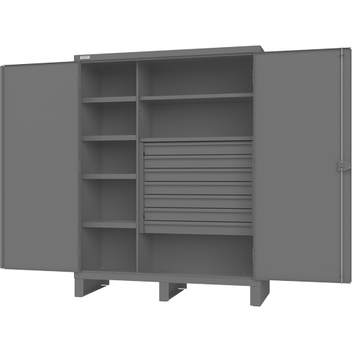 Wardrobe Cabinet with Standard Recessed Doors, Steel, 60" W x 24" D x 78" H, Grey Absolute Business Supply