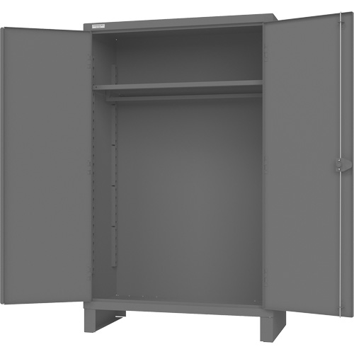 Cabinet with Hanging Bar & Standard Recessed Doors, Steel, 78" H x 48" W x 24" D, Grey Absolute Business Supply