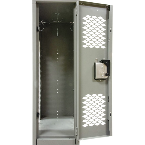 Vented Lockers, 2 -tier, Bank of 2, 24" x 18" x 78", Steel, Grey, Knocked Down, Perforated Absolute Business Supply