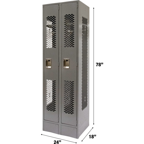 Casiers ventil&eacute;s, Bloc de 2, 24" x 18" x 78", Acier, Gris, D&eacute;mont&eacute;, Perfor&eacute; Absolute Business Supply