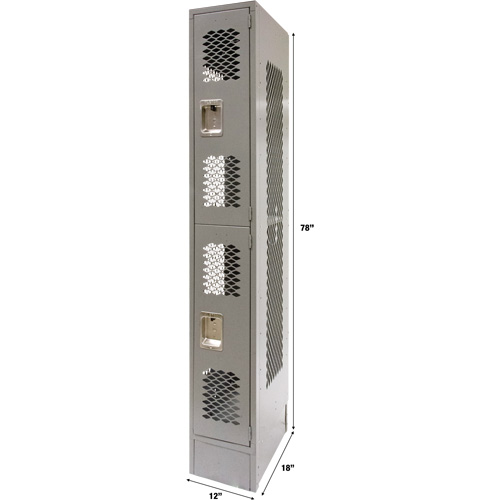 Casiers ventil&eacute;s, 2 niveaux, 12" x 18" x 78", Acier, Gris, D&eacute;mont&eacute;, Perfor&eacute; Absolute Business Supply