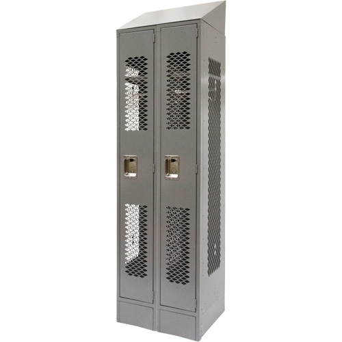 Vented Lockers, Bank of 2, 24" x 18" x 88", Steel, Grey, Knocked Down, Perforated Absolute Business Supply