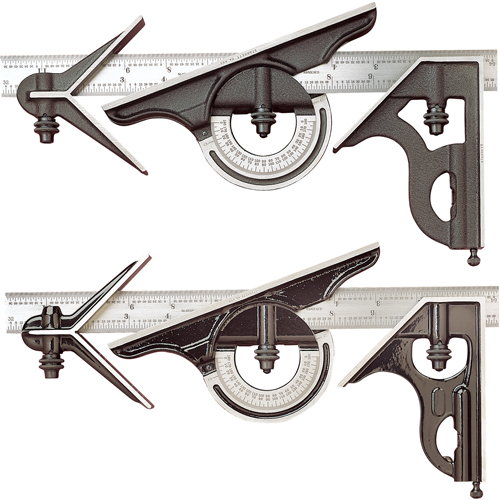 No. 434 Series Combination Square Set, 4 pcs., 0.5 mm Graduations, Steel, Satin Absolute Business Supply