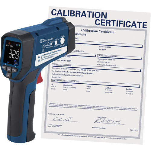 Thermom&egrave;tre &agrave; infrarouge professionnel avec certificat de calibration, -26 - 1472° F ( -32 - 800° C ), 30:1, &eacute;missivit&eacute; Ajustable Absolute Business Supply