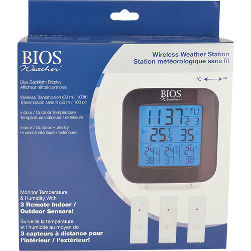 Wireless Weather Station with 3 Sensors, Non-Contact, Digital, 40-158°F (-40-70°C) Absolute Business Supply