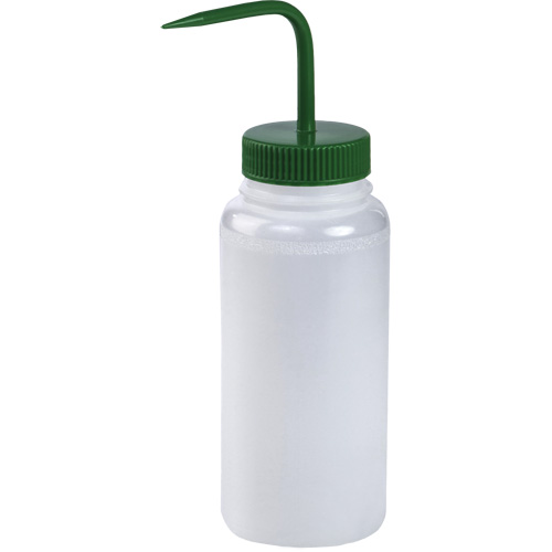 Wide-Mouth Polyethylene Wash Bottle with Green Polypropylene Cap Absolute Business Supply
