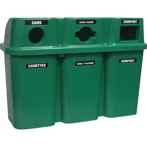 Recycling Containers Bullseye, Curbside, Plastic, 3 x 22 US Gal. Absolute Business Supply
