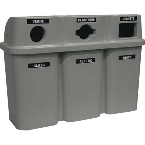 Contenants de recyclage Bullseye, Bord de rue, Plastique, 3 x 22 gal. US Absolute Business Supply