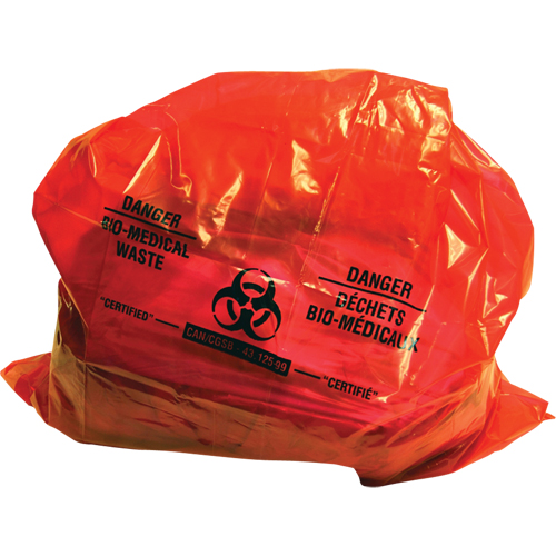 Sacs pour d&eacute;chets bio-m&eacute;dicaux Sure-Guard, Biorisque, 38" lo x 30" la, 2 mil Absolute Business Supply