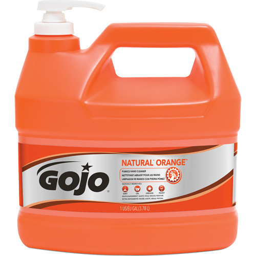 Nettoyant &agrave; mains Natural Orange, Pierre ponce, 3,78 L, Bouteille &agrave; pompe, Agrumes/Orange Absolute Business Supply