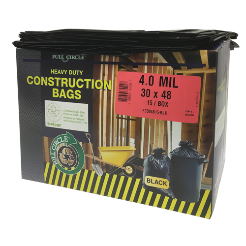 Contractor Liners, Strong, 30" W x 48" L, 4 mils, Black, 124.91 L (33 Gal.) Capacity Absolute Business Supply