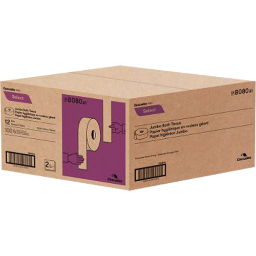 Papier hygi&eacute;nique Pro Select, Rouleau G&eacute;ant, 2 Pli, Longueur 500', Blanc Absolute Business Supply